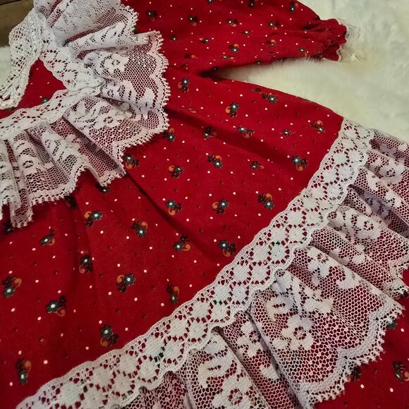 CHRISTMAS! Handsewn Newborn Dress - Picture 3 of 4